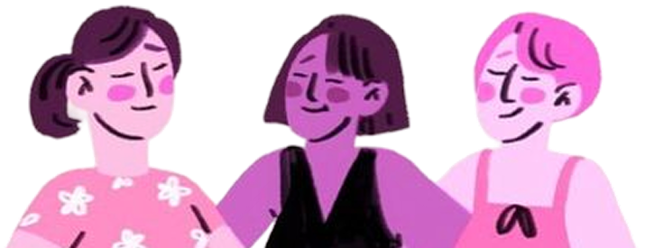 Illustration of 3 women in pink